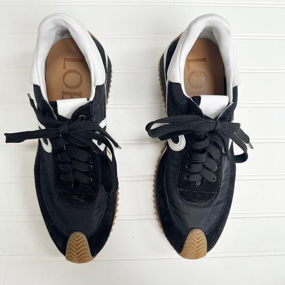 Loewe Flow Runner Black Suede Nylon Retro Sneakers Luxury Trainers 40 Anagram - Picture 1 of 9